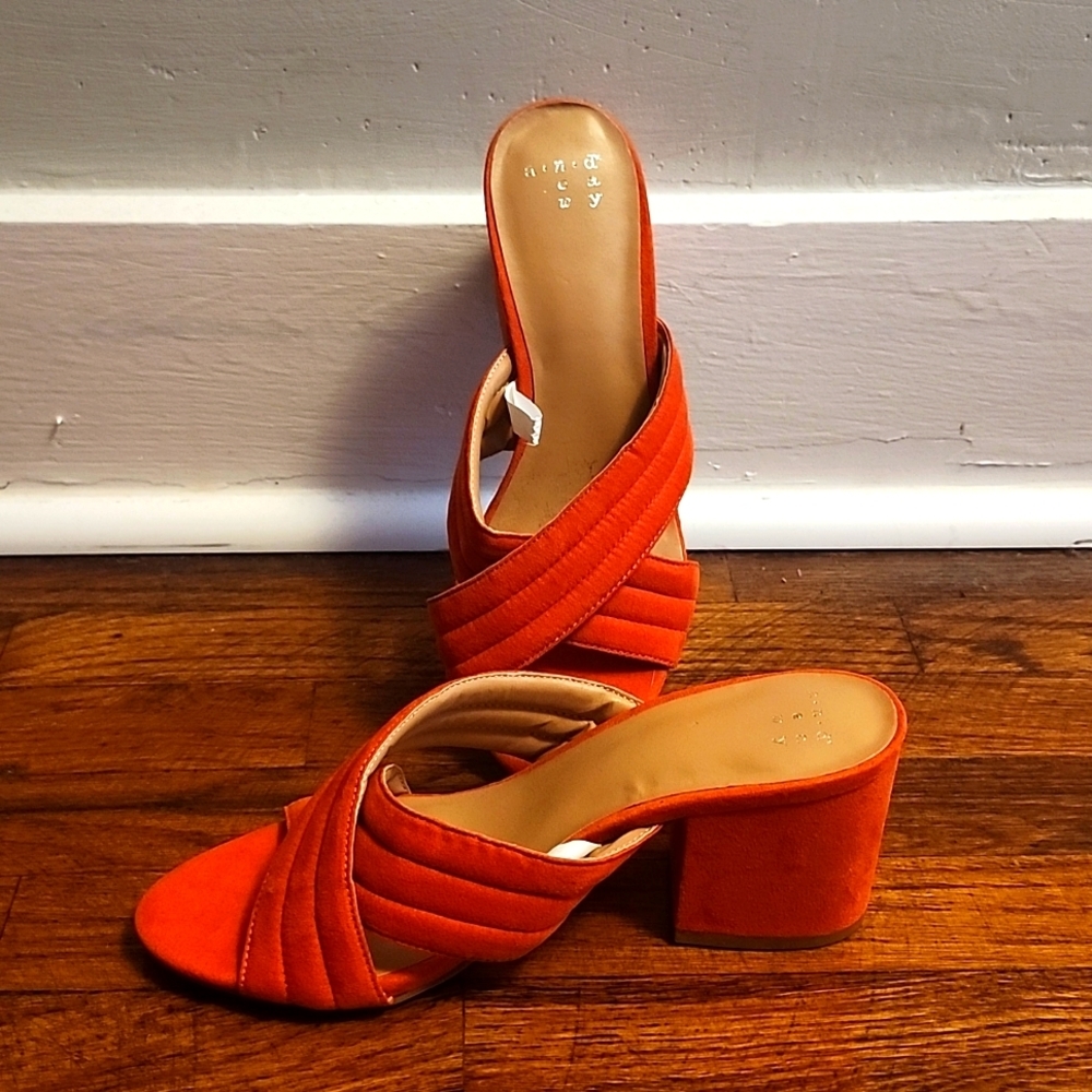 🍁Like New - A New Day "Miram" Womens Red Slip on Strappy Heel